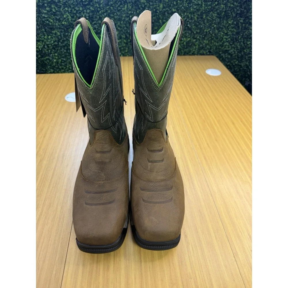 Ariat Men's Rebar Flex Western H2O Work Boot Rye Brown/Olive Green 13 EE Wide